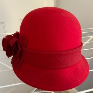 Red felt hat